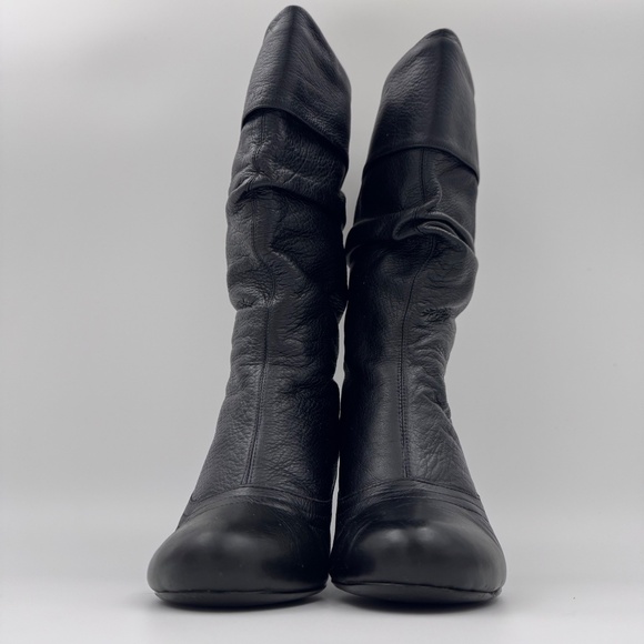 Steve Madden Women's Black Leather Slouchy/Ruched Mid-Calf Heel Boots - Size 5.5 - Picture 5 of 15